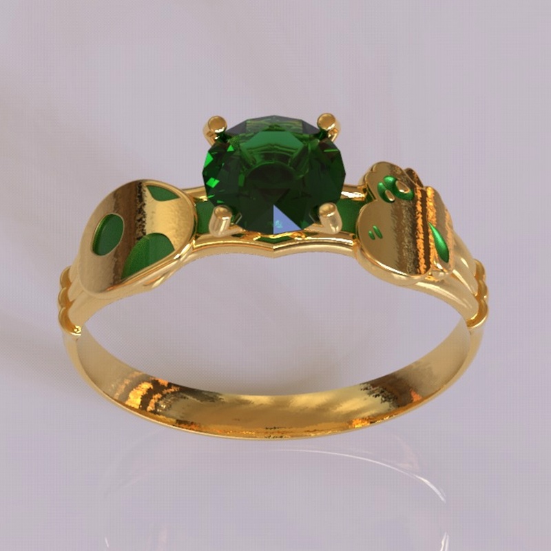 Yoshi Engagement Ring Gold - Custom Geeky Rings